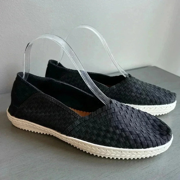 BM Bernie Mev. Woven Loafer Slip On Size 40 US 9 Black Flat Comfort White Sole - Picture 3 of 11